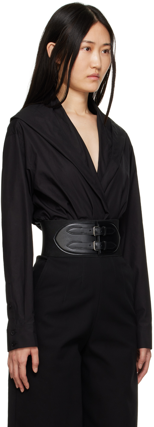 ALAÏA BLACK HOODED BODYSUIT 