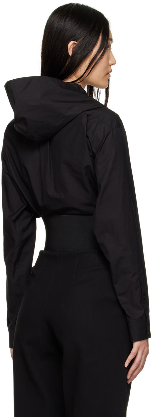 ALAÏA BLACK HOODED BODYSUIT 