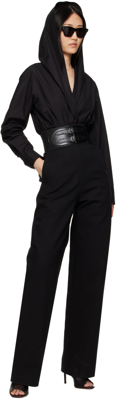 ALAÏA BLACK HOODED BODYSUIT 