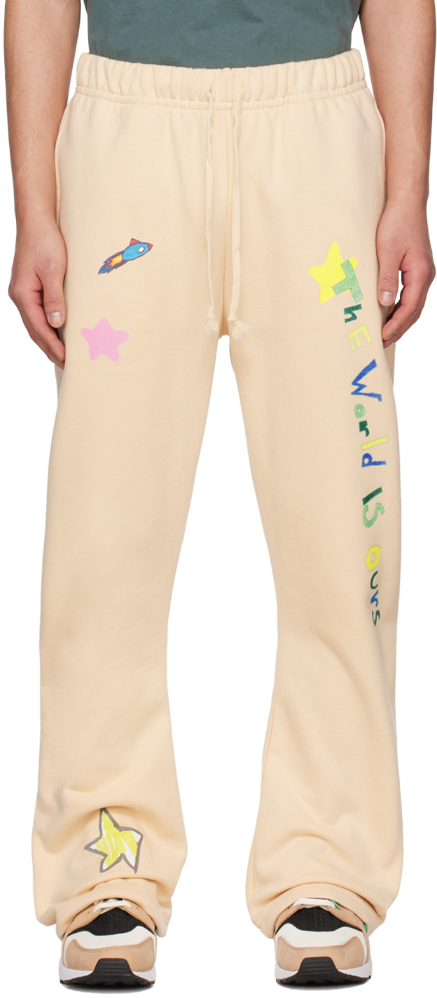 Kids Worldwide SSENSE Exclusive Beige 'The World Is Ours' Lounge Pants