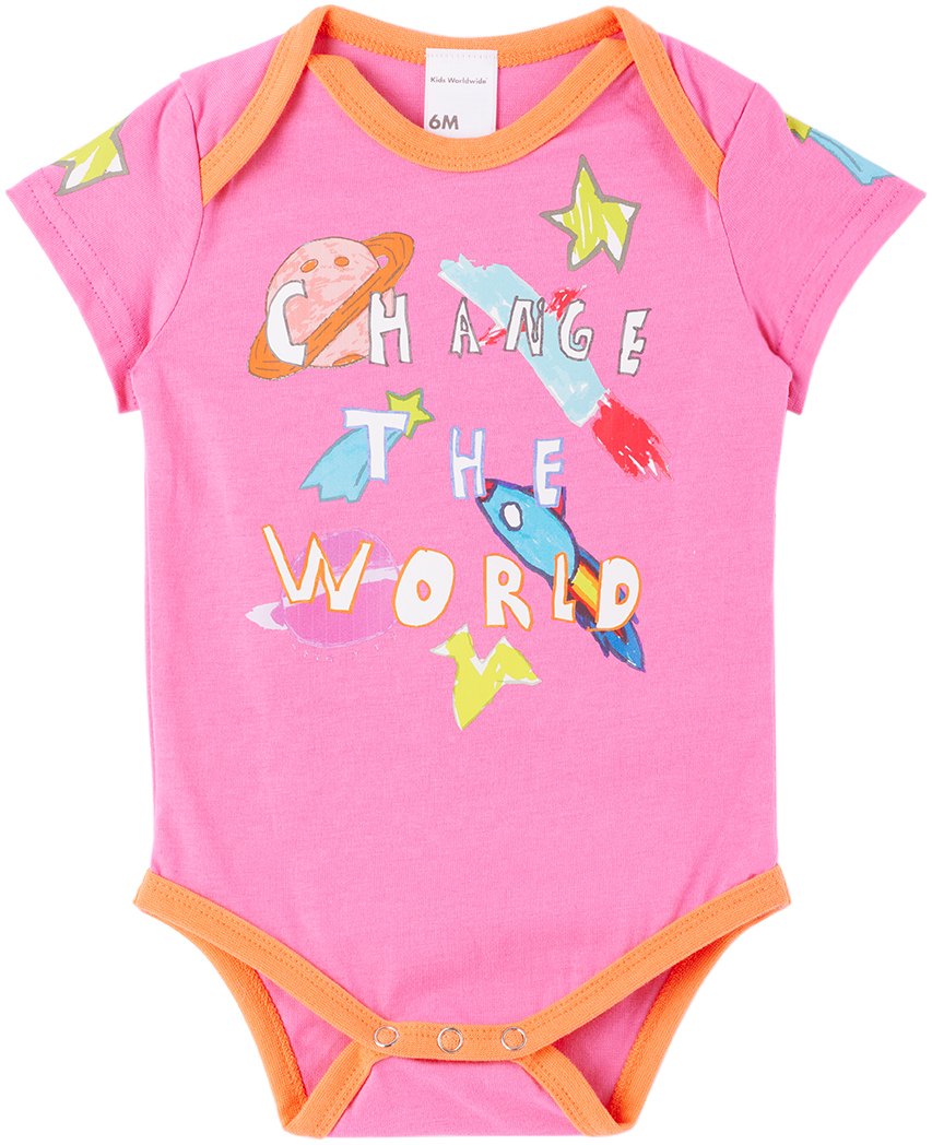 Kids Worldwide Baby Pink Space Bodysuit