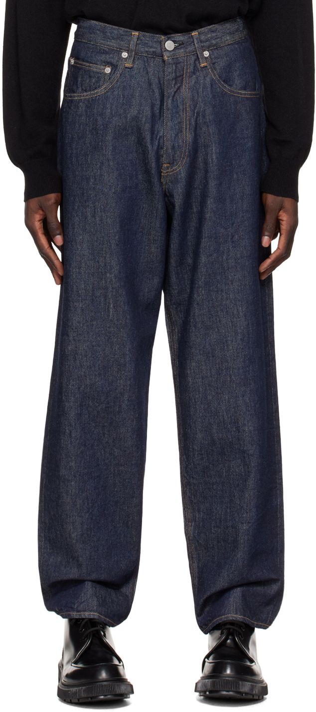 Auralee Indigo Hard Twist Jeans In Blue | ModeSens