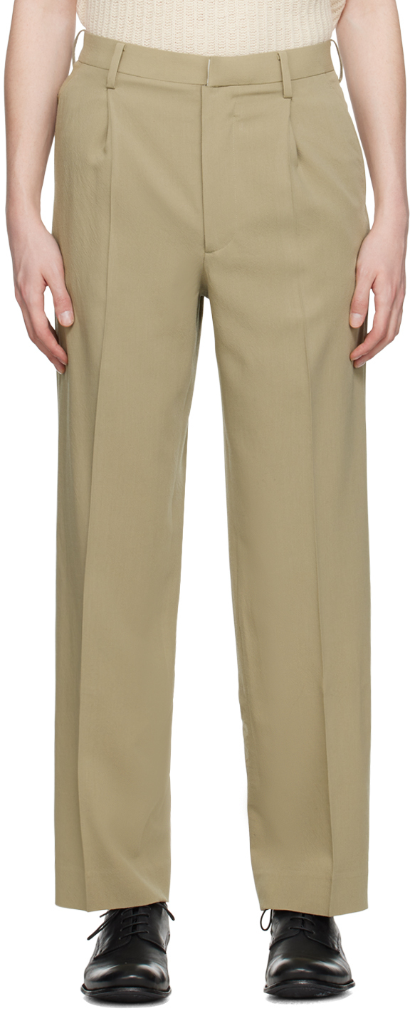 Khaki Pleated Trousers