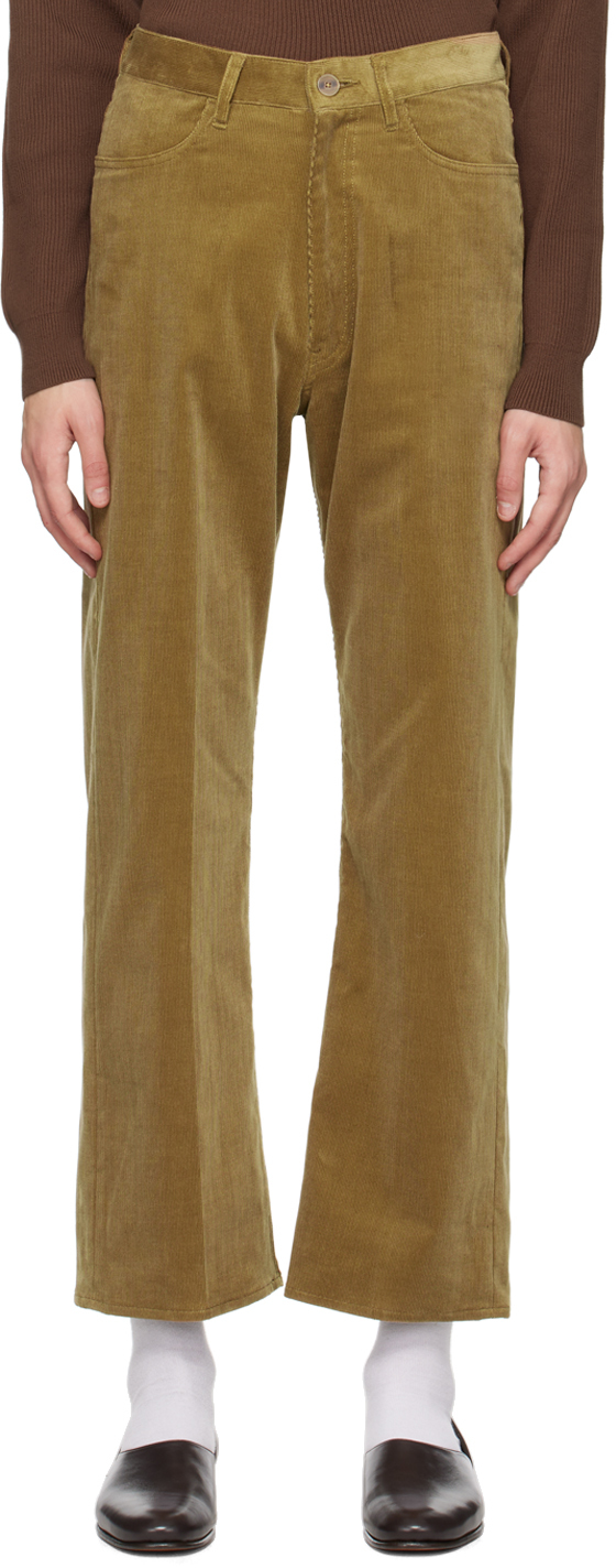 Auralee Beige Finx Trousers In Khaki Beige