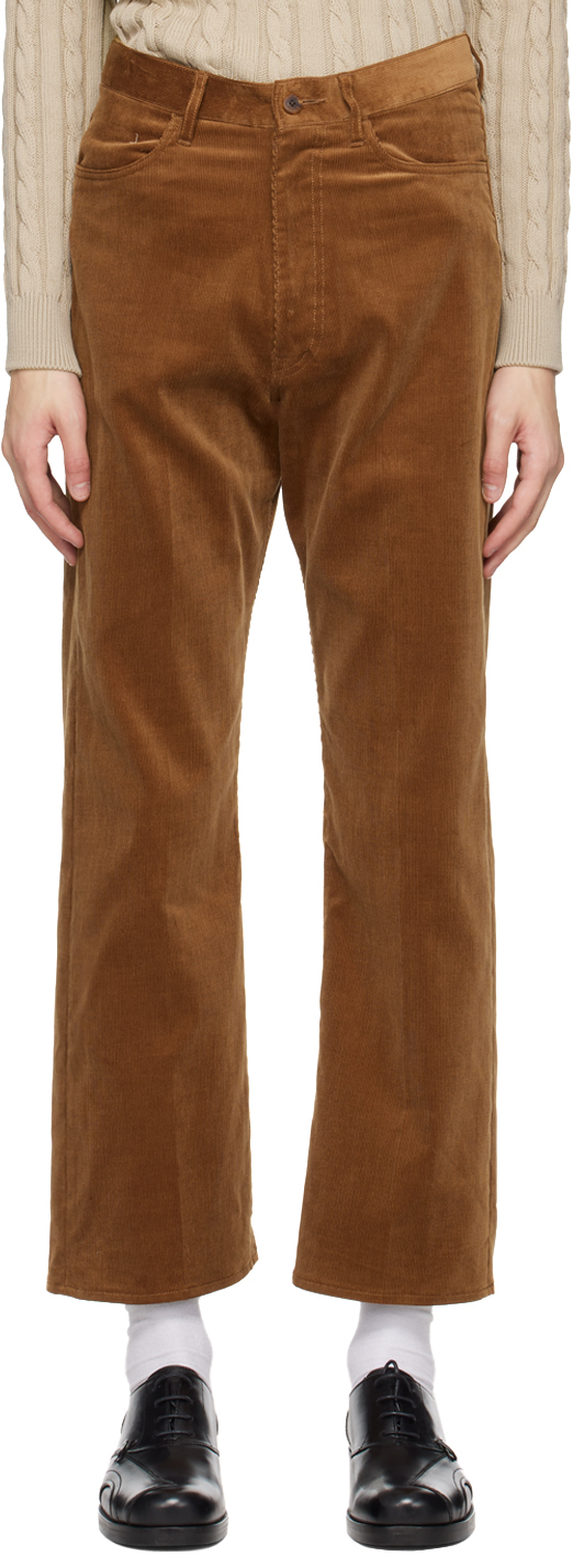 Shop Auralee Brown Finx Trousers In Red Brown