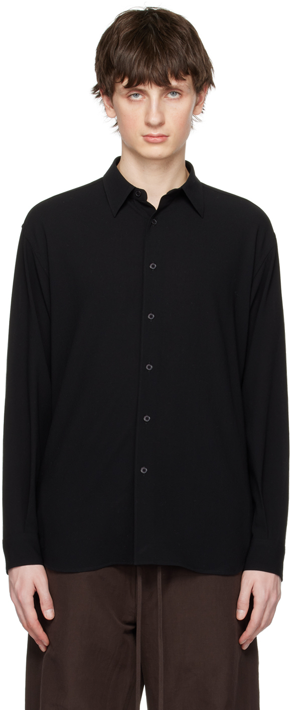 AURALEE: Black Viyella Shirt | SSENSE