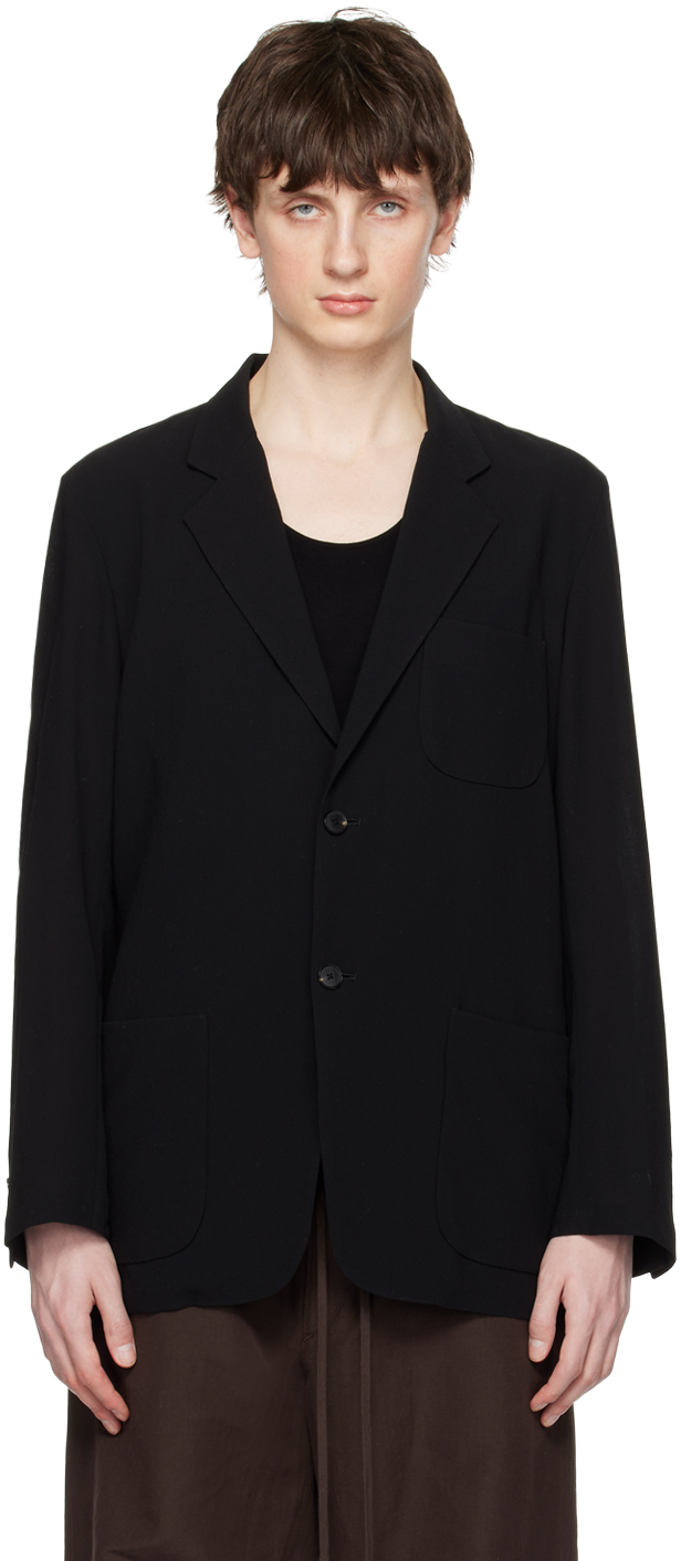 Auralee Wool Suit Jacket In Viyella Black
