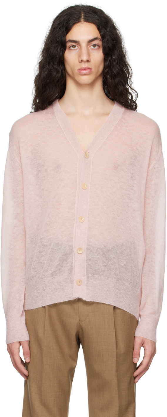 Auralee Pink Buttoned Cardigan In Light Pink