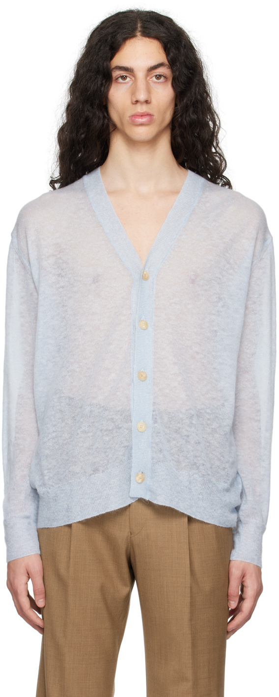 Auralee Blue Buttoned Cardigan In Light Blue