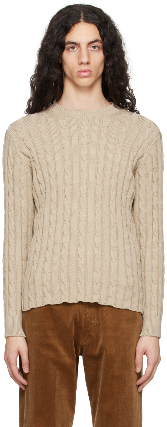 Auralee Beige Big Sweater In Knit Beige