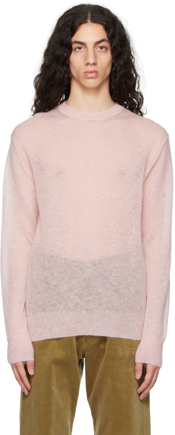 Auralee Pink Crewneck Sweater In Light Pink
