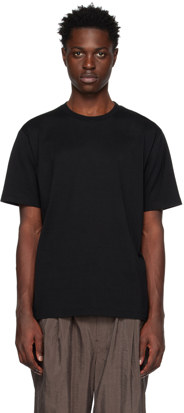 Auralee Luster Plaiting Cotton T-shirt In Plaiting Black