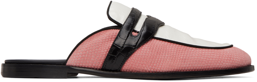 HUMAN RECREATIONAL SERVICES PINK & WHITE PALAZZO MULES
