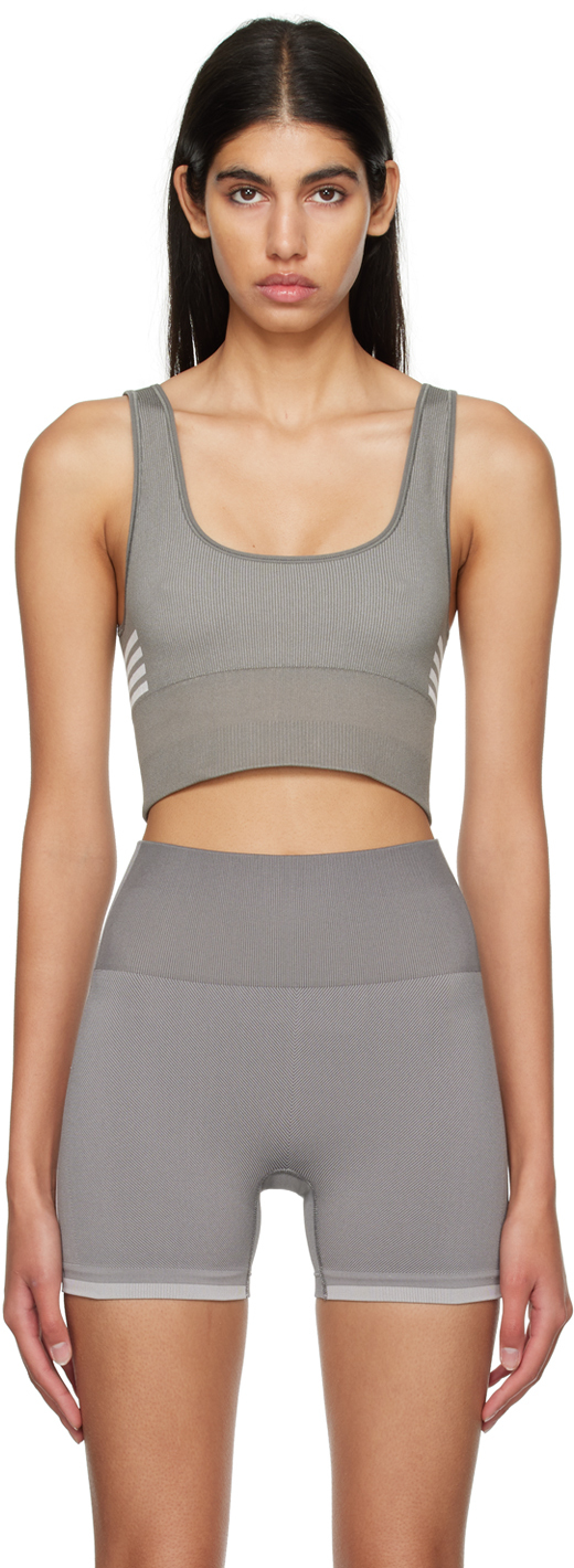 Outdoor Voices: Gray SeamlessSmooth Longline Sport Bra | SSENSE