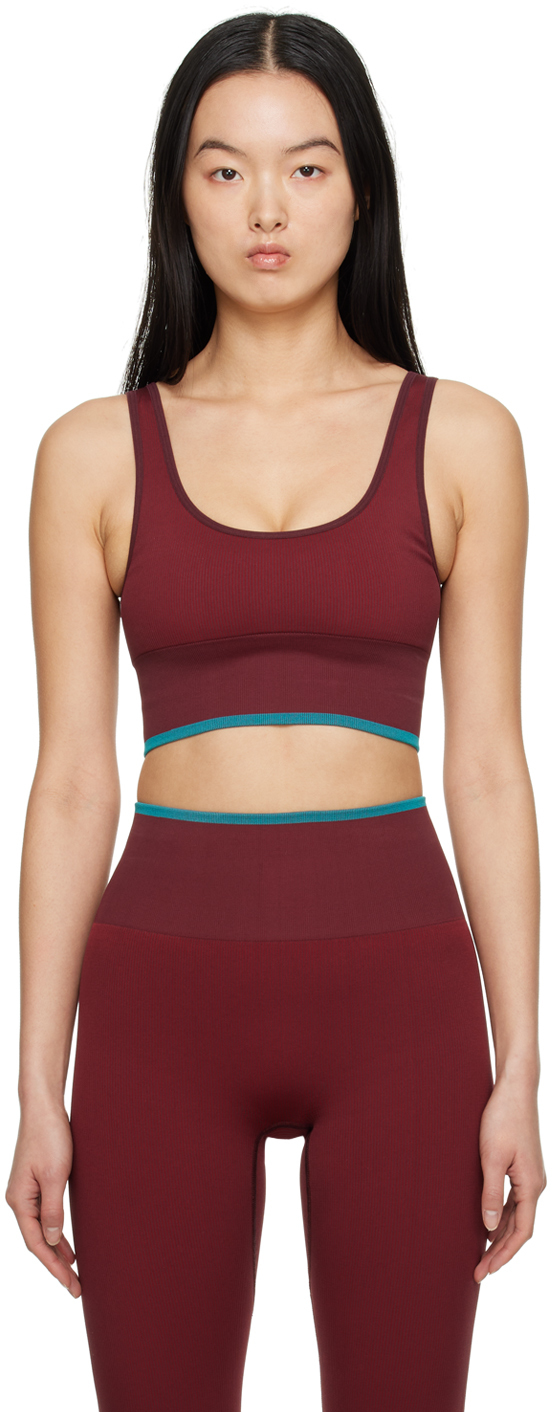 Burgundy Seamless Longline Bra by Outdoor Voices on Sale