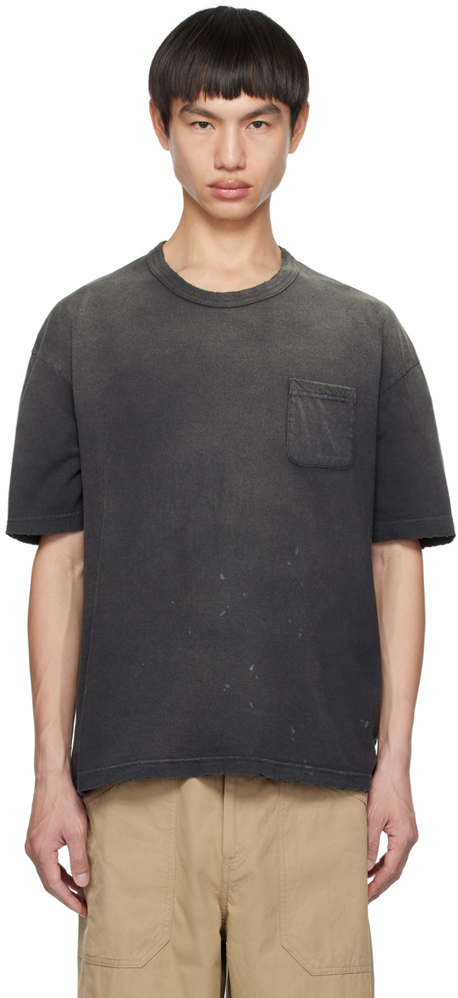 Visvim Jumbo Distressed Cotton-jersey T-shirt In Black