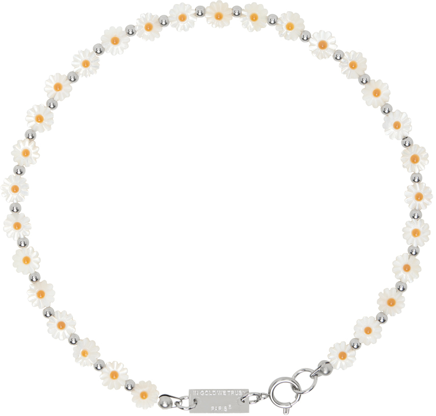 IN GOLD WE TRUST PARIS Silver Flower Necklace