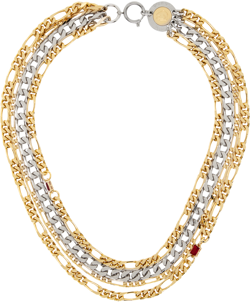 IN GOLD WE TRUST PARIS SSENSE Exclusive Silver & Gold Curb Chain Necklace