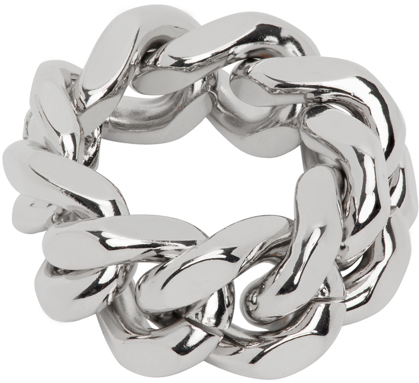 In Gold We Trust Paris Silver Curb Chain Ring