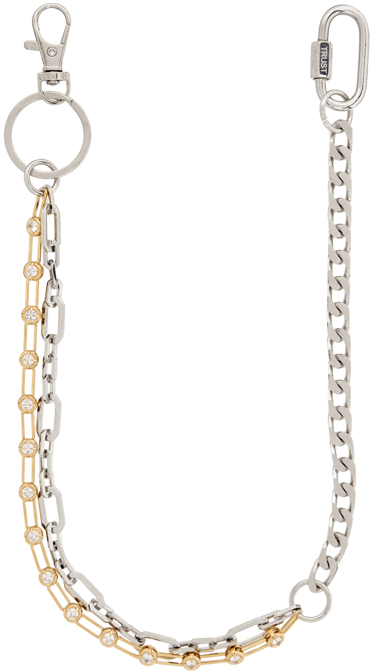 IN GOLD WE TRUST PARIS SSENSE Exclusive Gold & Silver Crystal Pants Keychain