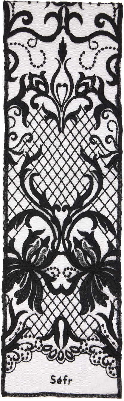 Séfr Black Embroidered Scarf