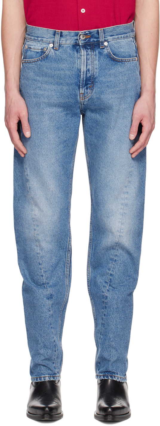 Séfr Blue Twisted Jeans In Classic Wash
