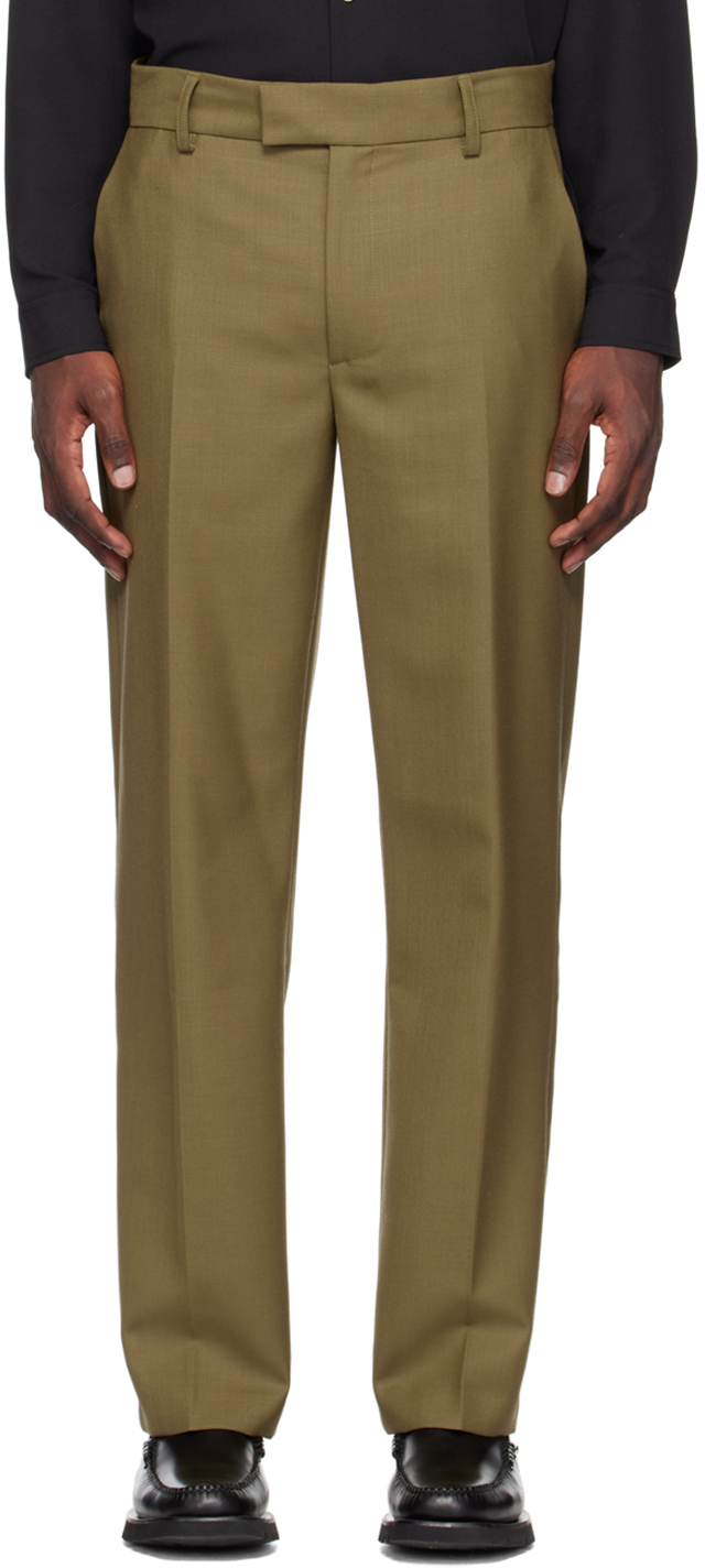 Séfr Mike Pleated Twill Trousers In Khaki