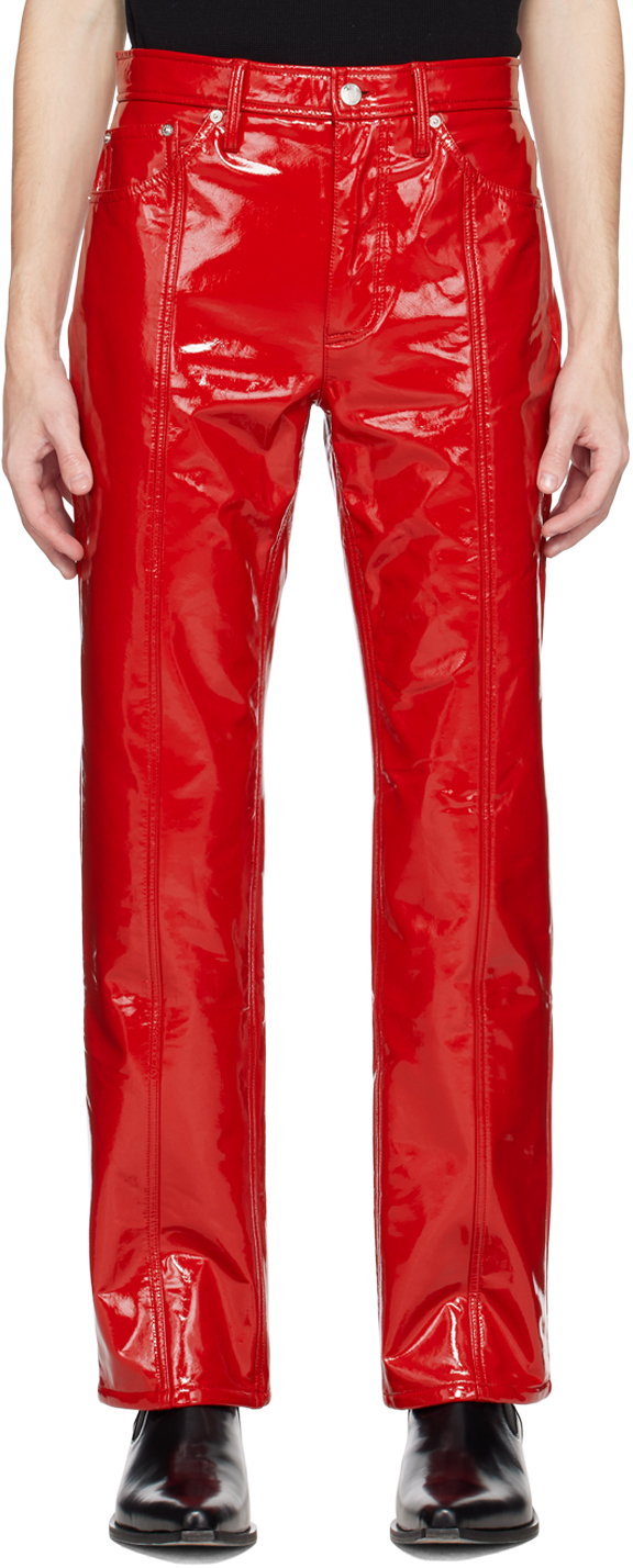 Shop Séfr Red Bonanza Trousers In Glossy Red