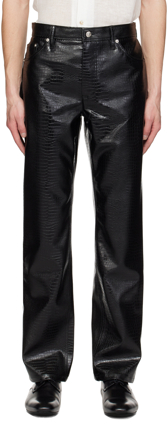 Shop Séfr Black Londre Faux-leather Trousers In Black Croco