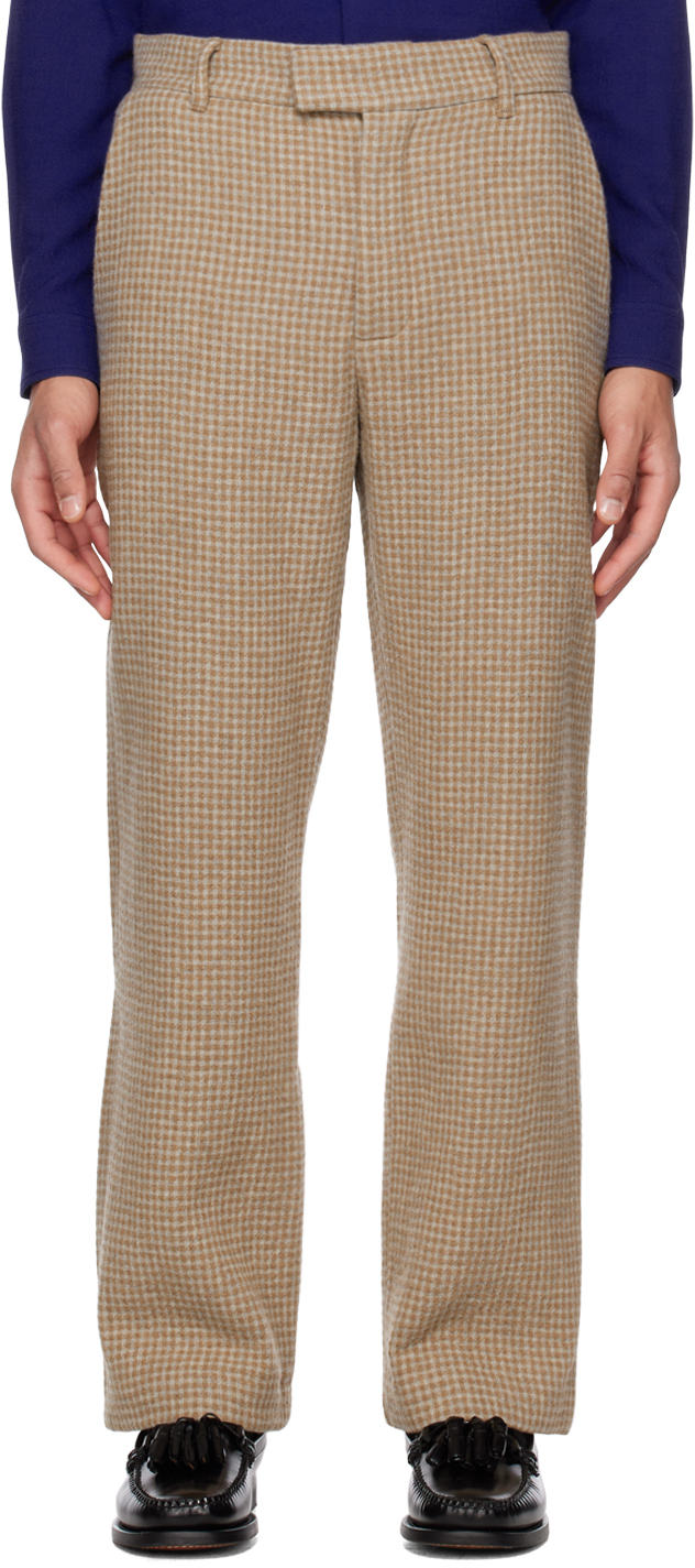 Séfr Richie Checked Camel-hair Trousers In Camel Check