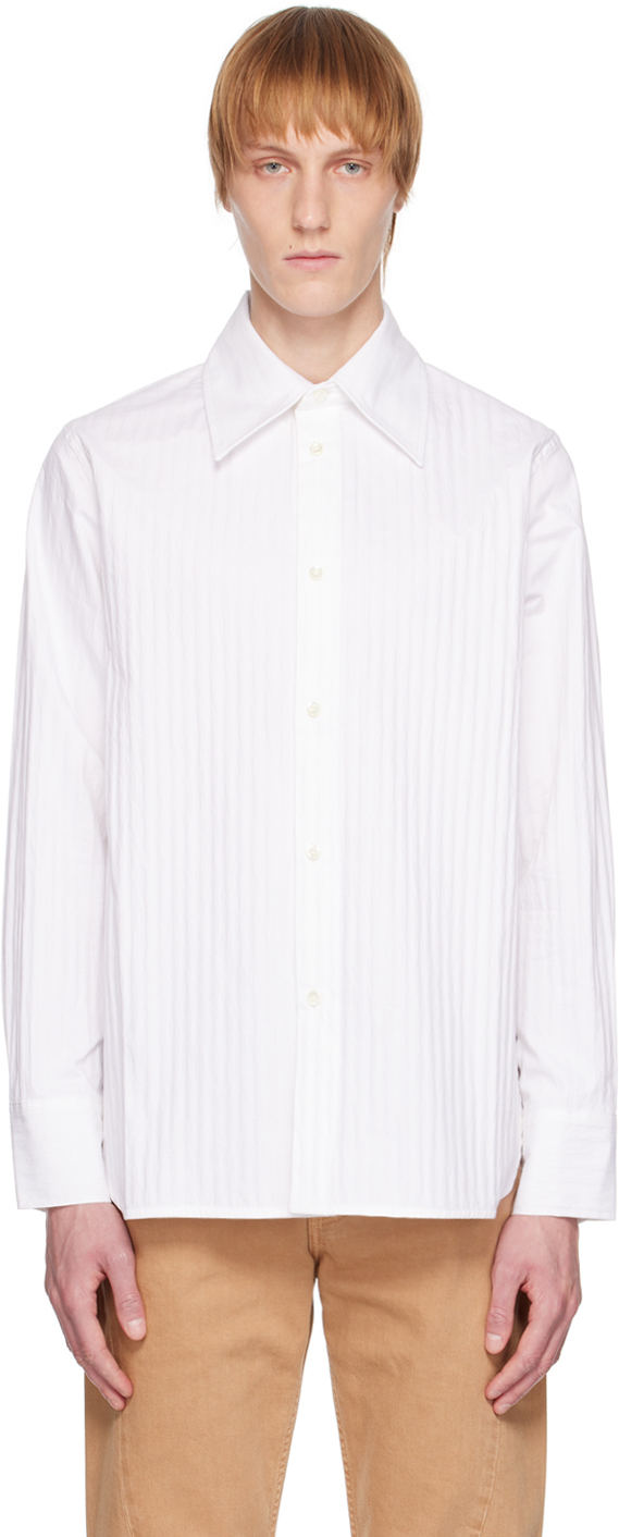 Séfr Mille Herringbone Cotton-blend Shirt In White