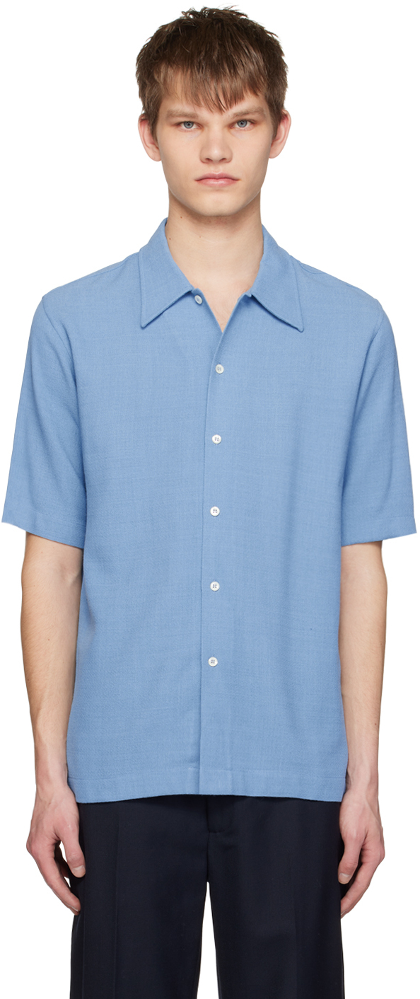Séfr Suneham Short-sleeve Shirt In Sky Blue
