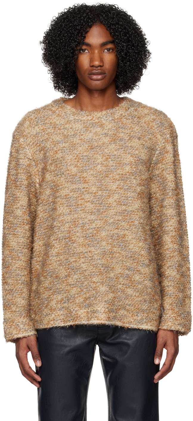 Séfr Ryo Textured Knitted Sweater In Brown