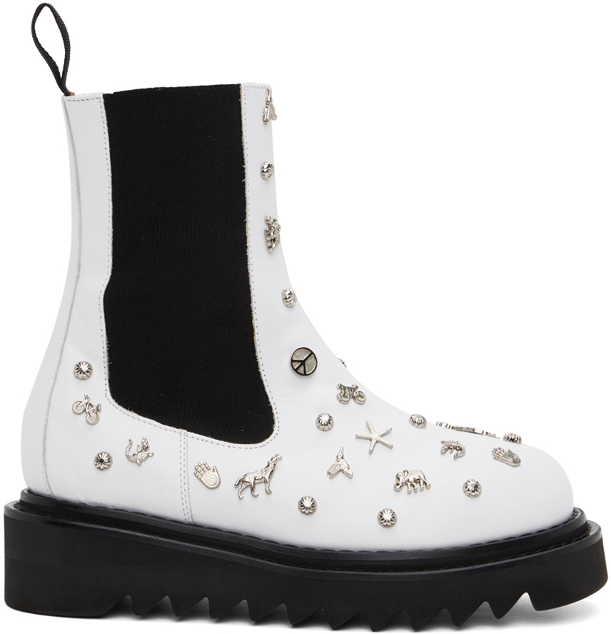 Toga White Embellished Boots In Aj1245 White