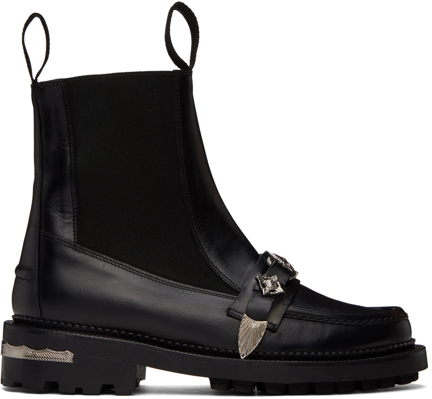 Shop Toga Ssense Exclusive Black Embellished Chelsea Boots In Aj1150 Black