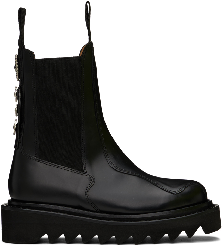 Toga Pulla: SSENSE Exclusive Black Leather Chelsea Boots | SSENSE