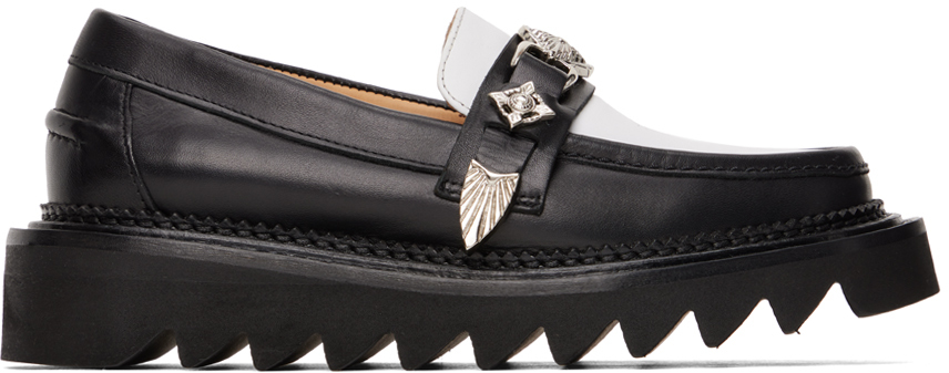 Toga Buckle-detail Leather Loafers In Aj1243 Black White