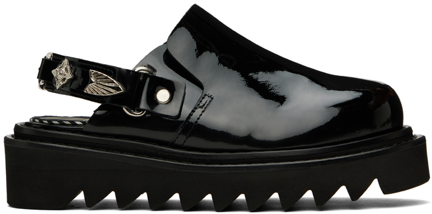 Toga Black Embellished Loafers In Aj1239 Black