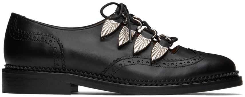 Toga Black Lace-up Loafers In Aj1043 Black