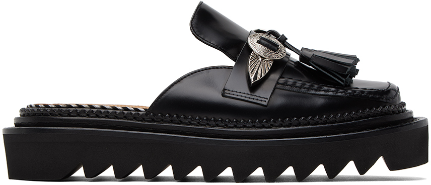 Toga Tassel-detail Leather Mules In Black