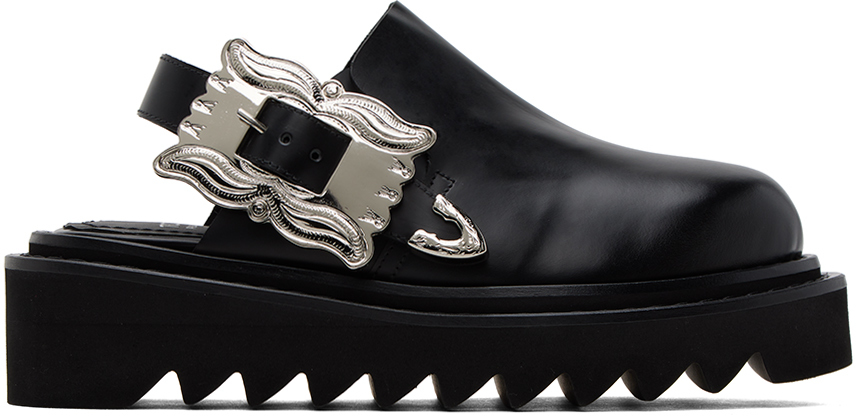Black Pin-Buckle Mules by Toga Pulla on Sale