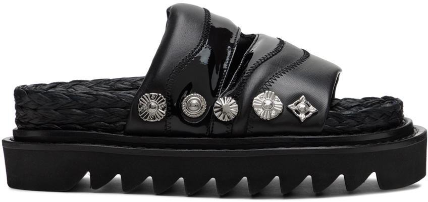 Shop Toga Black Embellished Sandals In Aj1236 Black