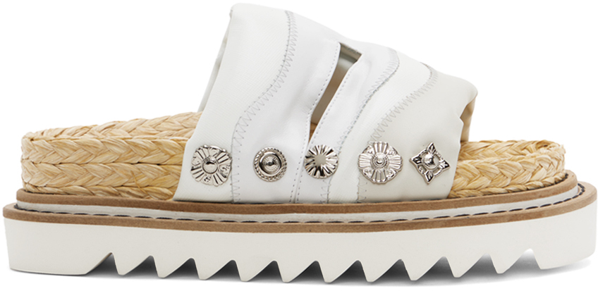 Toga Stud-embellished Leather Sandals In Weiss