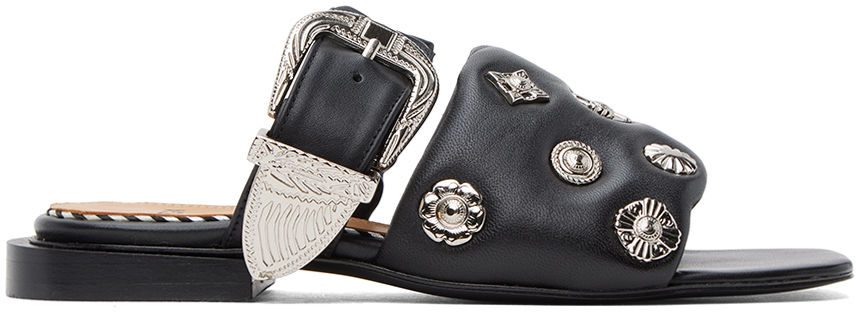Black Pin-Buckle Sandals by Toga Pulla on Sale