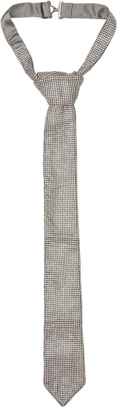 KARA Silver Crystal-Cut Tie