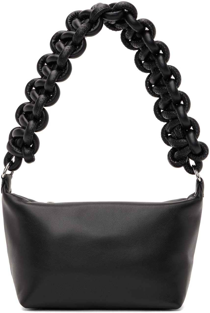 Kara Leather Shoulder Bag in Black