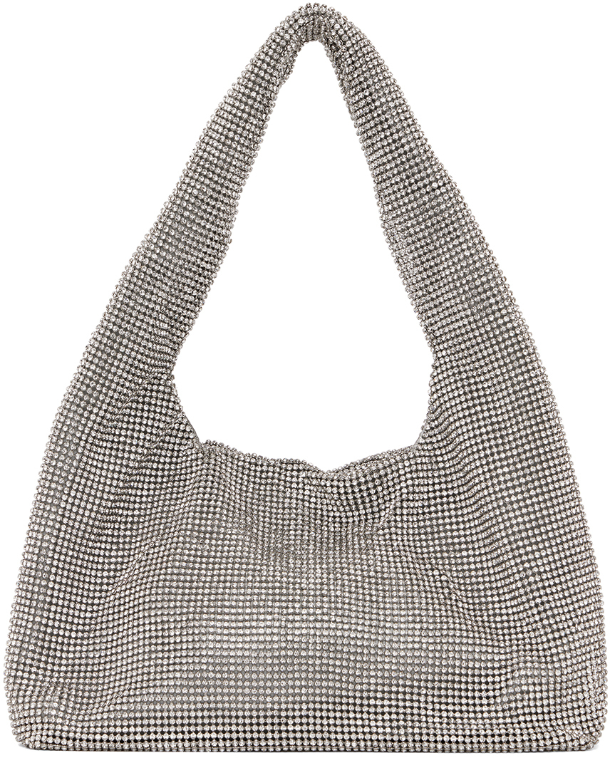 KARA: SSENSE UK Exclusive Silver Mini Crystal Mesh Bag | SSENSE