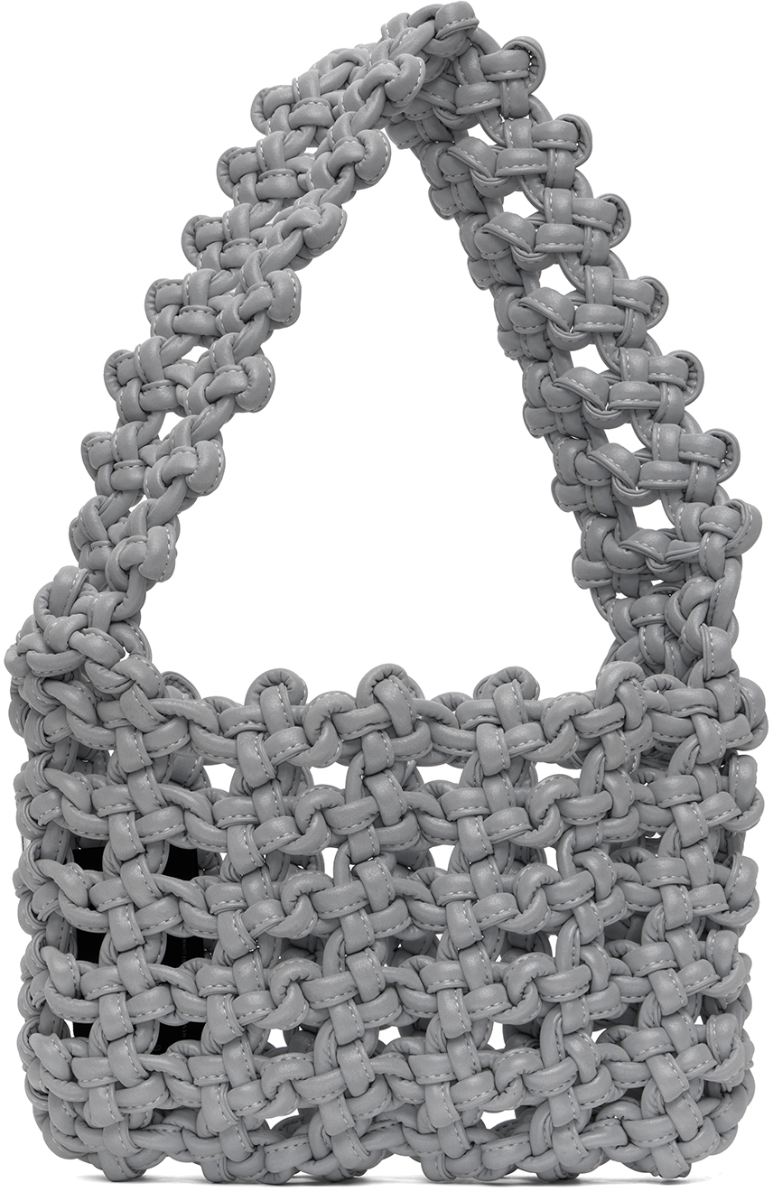 Kara Grey Knot Armpit Bag In Reflective
