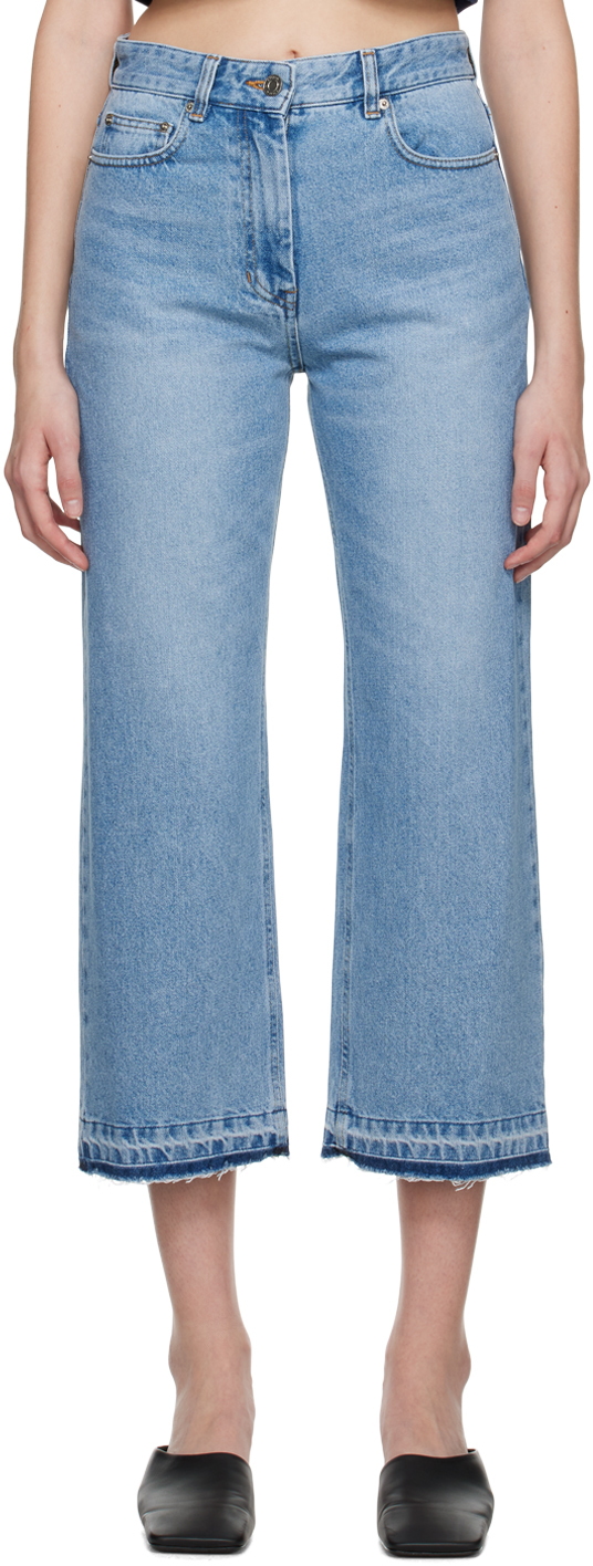 Blue Raw Edge Jeans by System on Sale