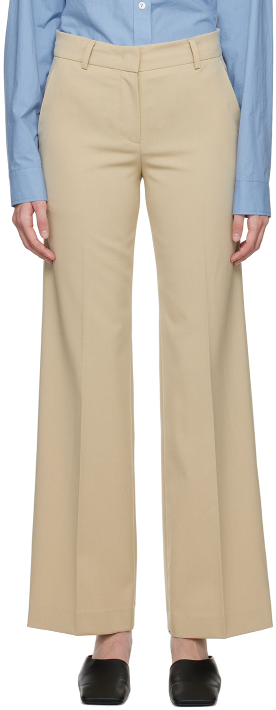 System Beige Creased Trousers In Light Beige